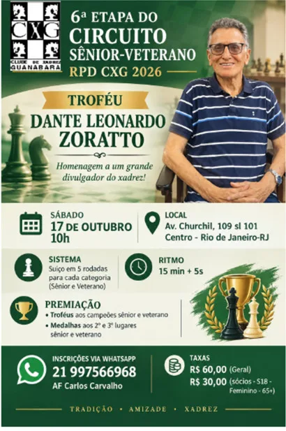 Folder oficial — Troféu Dante Zoratto, 6ª Etapa do Circuito Sênior-Veterano RPD CXG 2026