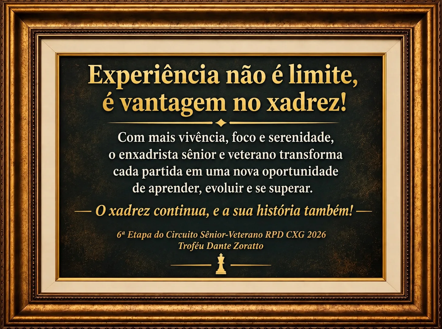 Frase de homenagem aos veteranos do Circuito RPD CXG