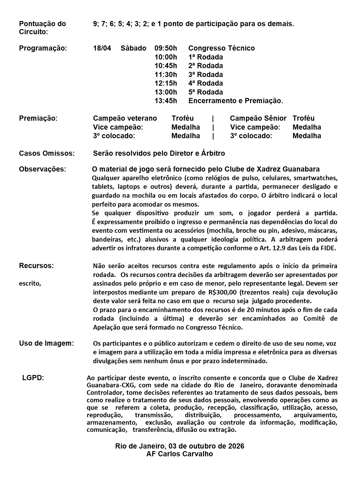 Regulamento da 6ª Etapa do Circuito RPD CXG 2026 — página 2