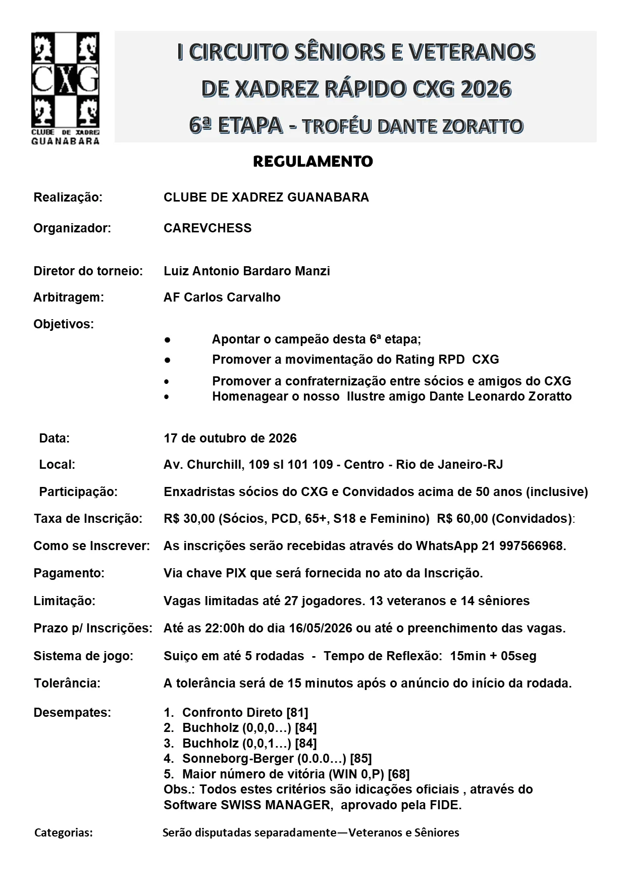 Regulamento da 6ª Etapa do Circuito RPD CXG 2026 — página 1
